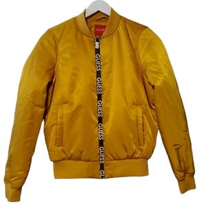 👍PRICE FIRM Guess Los Angeles Yellow Black Long Sleeves Bomber Jacket